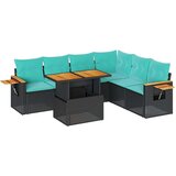  Vrtna garnitura - 7-dijelni set vrtnih sofa od poliratana s jastucima crni bagrem - Crna sa spremištem 1 | shoptok.hr