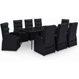  9-dijelni vrtni blagovaonski set s jastucima crni | shoptok.hr