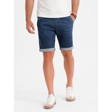 Ombre Men's denim shorts with rolled up leg - dark blue | shoptok.hr