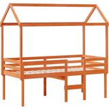vidaXL Visoka postelja s streho voščeno rjava 80x200 cm trdna borovina, (21243205) | Shoptok.si