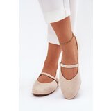 Boto Flat Ballerinas With Strap Eco Suede Beige Tirilina | Shoptok.si