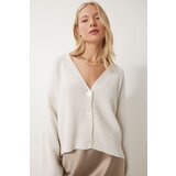 Happiness İstanbul Women's Bone V Neck Buttoned Knitwear Cardigan Cene