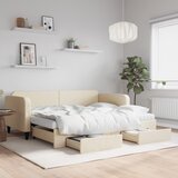 vidaXL Izvlečna dnevna postelja s predali krem 90x200 cm blago Cene