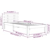  Okvir za krevet od masivnog drva bijeli 75 x 190 cm mali | shoptok.hr