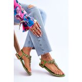 Boto Women's Sandals Flip Flops With Stones Green Lenisa | Shoptok.si