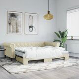  The Living Store Izvlečna dnevna postelja z vzmetnicami krem 90x200 cm um. usnje - Izvlečna Dnevna Postelja, (21499437) Cene