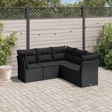 Maison Chic Seti vrtnega pohištva - Vrtna garnitura - Vrtni pohištvo set 5-delna z blazinami črn poli ratan, (21815419) | Shoptok.si