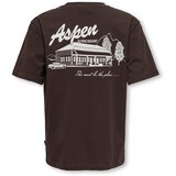 Only & Sons Junior Majica 'OSJLARRY' temno rjava / bela | Shoptok.si