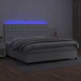  Krevet box spring s madracem LED bijeli 200x200 cm umjetna koža | shoptok.hr