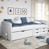 vidaXL Dnevna postelja z 5 predaloma IRUN bela 90x200cm trdna borovina Cene