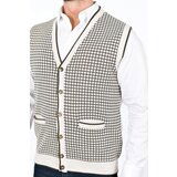 Dewberry 37376 Houndstooth Patterned Mens Knit Vest-STONE | Shoptok.si