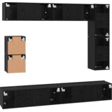 vidaXL Komplet TV omaric s polico Drugo s shranjevanjem 8 pcs Črna Orehovina | Shoptok.si
