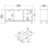 Tvilum Bijela/u prirodnoj boji komoda u dekoru hrasta 147x73x39 cm Ikast – | shoptok.hr