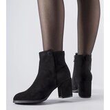 Gemre Black eco-suede ankle boots with low block heel Risano | Shoptok.si