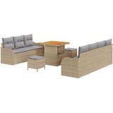 Vrtna garnitura - 10-dijelni set vrtnih sofa s jastučićima bež poli ratan akacija 2-sjedalna vrtna sofa s pohranom i jastučićim | shoptok.hr