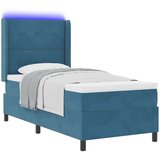  Postelja s vzmetnico in LED temno modra 90x190 cm žamet, (22049073) Slike
