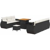  10-delni vrtni sofa set z blazinami črn poli ratan akacija | Shoptok.si