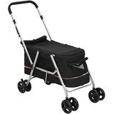  Sklopiva kolica za pse crna 100 x 49 x 96 cm od lanene tkanine | shoptok.hr