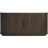 Unique Furniture Komoda s keramično ploščo z drsnimi vrati v temni naravni barvi 165x76x45 cm Enna – | Shoptok.si