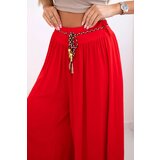 Kesi Włoski Women's wide-leg viscose trousers red | Shoptok.si