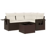 vidaXL 5-dijelni set vrtnih sofa s jastucima poliratan smeđi | shoptok.hr