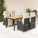  5-dijelni vrtni blagovaonski set s jastucima od poliratana crni Crna Dužina stola 150 cm | shoptok.hr
