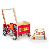 ECO TOYS Drvena edukativna guralica 2u1 s kockama 41,5x28x46 cm, vatrogasci | shoptok.hr