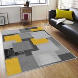  Tepih sa gumenom podlogom 160x230cm - Žuto-sivi pravougaonici, TG-4125 | ePonuda.com