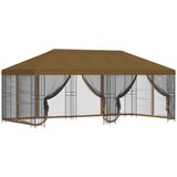 Paviljon s bočnim stranama 6 x 3 m Sivosmeđa Poliester i čelik | shoptok.hr