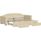  The Living Store Izvlečna dnevna postelja s predali krem 80x200 cm blago - Izvlečna Dnevna Postelja, (21458194) | Shoptok.si