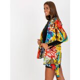 Fashion Hunters Yellow and turquoise cotton scarf with prints | Shoptok.si