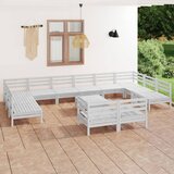The Living Store Vrtna jedilna garnitura 13-delna bela trdna borovina - Vrtna Sedežna Garnitura, (21460708) | Shoptok.si