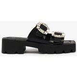 Resti Royalfashion Black women's embellished Tireta heeled flip-flops | ePonuda.com