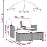 vidaXL Vrtna sofa 2-sjed sa suncobranom i tabureima svijetlo sivi | shoptok.hr