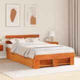  Konstrukcija postelje z vzglavjem Voskast rjav 120 x 200 cm, (5000126739) | Shoptok.si