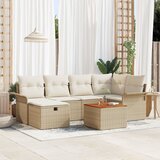 vidaXL Set vrtnih sofa od 7 komada s jastucima Bež Poli Ratan | shoptok.hr