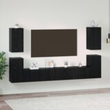 vidaXL Set TV komoda s policom Ostalo s pohranom s vratima 7 pcs Crni hrast Konstruirano drvo | shoptok.hr