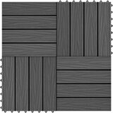  Pločice za decking 3D Dizajn 11 kom. Crna 30 x 30 cm WPC | shoptok.hr