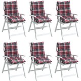  Jastuci za stolicu niskog naslona 6 kom crveni karirani tkanina | shoptok.hr