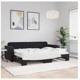 vidaXL Izvlečna dnevna postelja črna 80x200 cm žamet | Shoptok.si