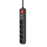 Gembird Power Strip with USB Charger, 5 sockets + 2 USB Ports, 1.5m, 16A, USB 2.1A, Power Switch, Black Cene