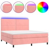 Krevet box spring s madracem LED ružičasti 160x200cm baršunasti | shoptok.hr