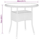  Vrtni stol Ø 80 x 75 cm od kaljenog stakla i poliratana crni | Eponuda.com
