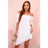 Kesi Włoski Women's viscose dress with tied sleeves white Cijene