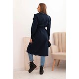 Kesi Włoski Women's coat tied at the waist with a collar navy | ePonuda.com