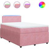 vidaXL Box spring postelja z vzmetnico roza 120x190 cm žamet | Shoptok.si