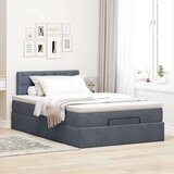 vidaXL Otomanski posteljni okvir z vzmetnico siv 120x190 cm žamet | Shoptok.si