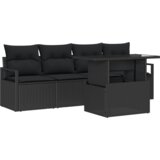 vidaXL 5-dijelni set vrtnog kauča s jastučićima Crni poli ratan | shoptok.hr