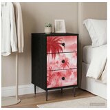 vidaXL Noćni ormar AACHEN Crni hrast 36 x 33 x 61 cm Konstruirano drvo - Ružičasti uzorak palme 1 Cijene