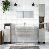 The Living Store Kopalniška omarica z ogledalom betonsko siva inženirski les - Kopalniška Omarica Z Ogledalom, (21436787) Cene